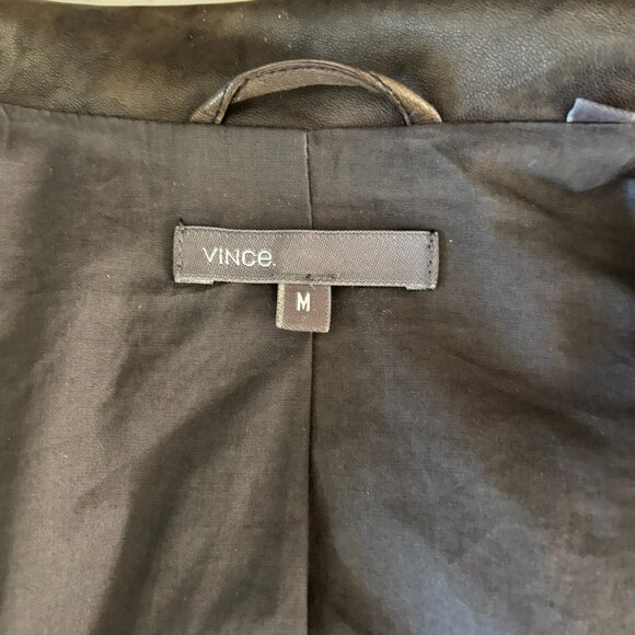Vince grey Leather biker Jacket Sz M - Picture 6 of 11